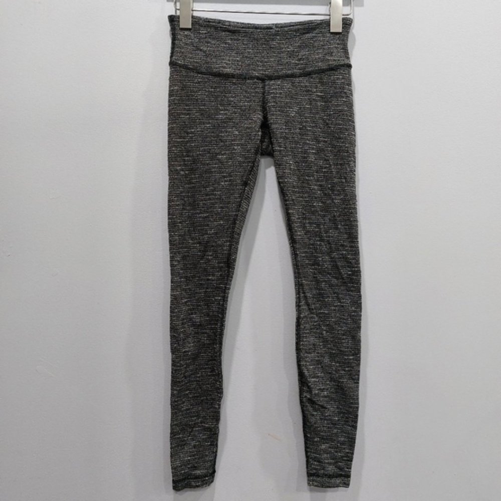 Lululemon Wunder Under HR Pant Leggings Luon Pique Black Size 6